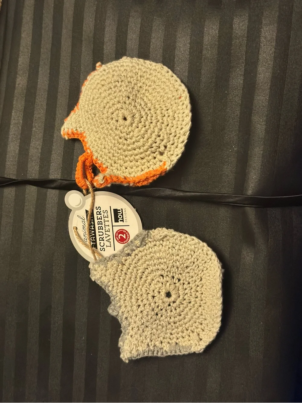 Fox & Owl Crochet Kitchen Scrubbers - Orange and Gray